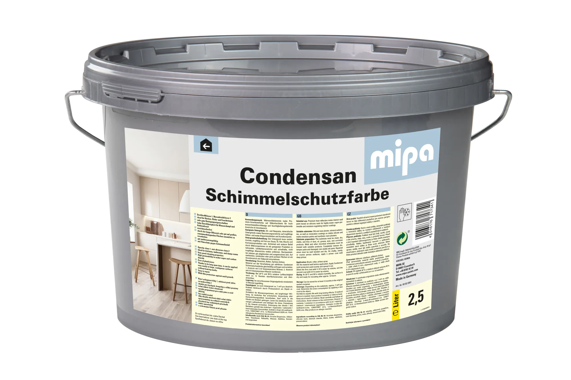 Mipa Condensan Schimmelschutzfarbe, weiss, matt, 2,5 Liter
