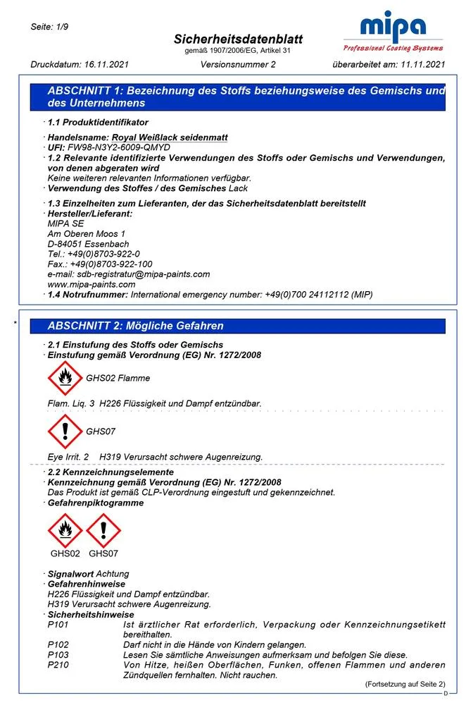 Royal Weißlack seidenmatt Holzlack Alkydharzlack Schlussbeschichtung Royal Weißlack seidenmatt Holzlack Alkydharzlack Schlussbeschichtung
