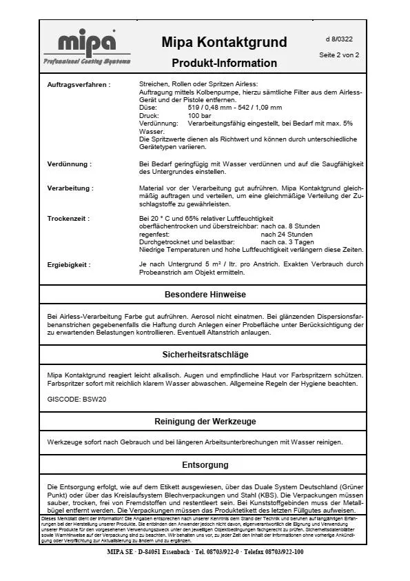 Mipa Kontaktgrund - 5 Liter Mipa Kontaktgrund - 5 Liter