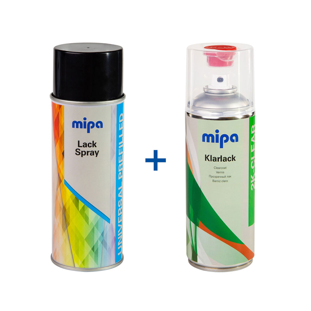 Autolack Spraydosen-Set für MINI Farben + Mipa 2K-Klarlack Spray inkl. Härter, hochglänzend, je 400 ml