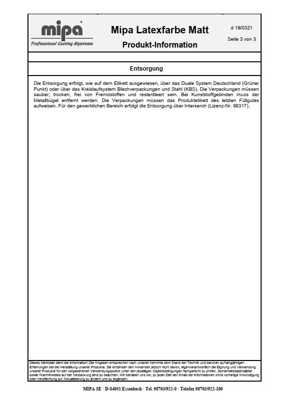 Mipa Latexfarbe matt 5 Liter