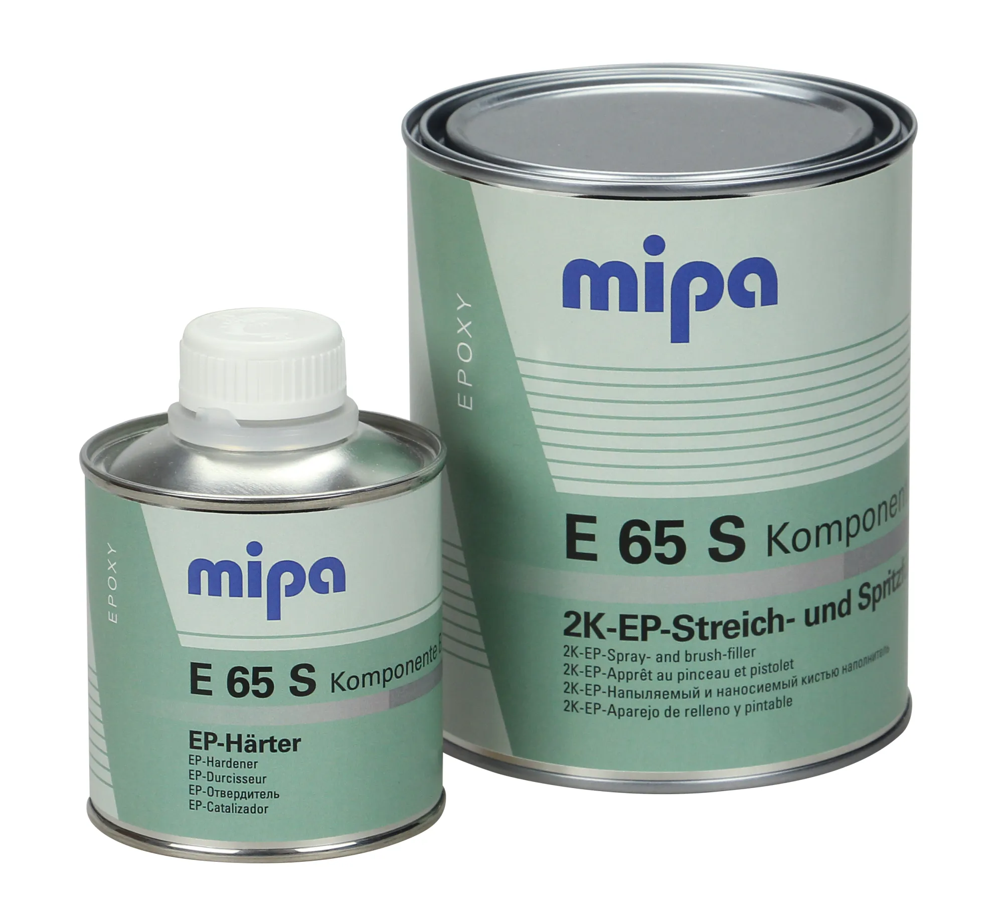 Mipa E 65 S 2K-EP-Streich- und Spritzfüller grau inkl. Härter, 1,5 Kg Mipa E 65 S 2K-EP-Streich- und Spritzfüller grau inkl. Härter, 1,5 Kg