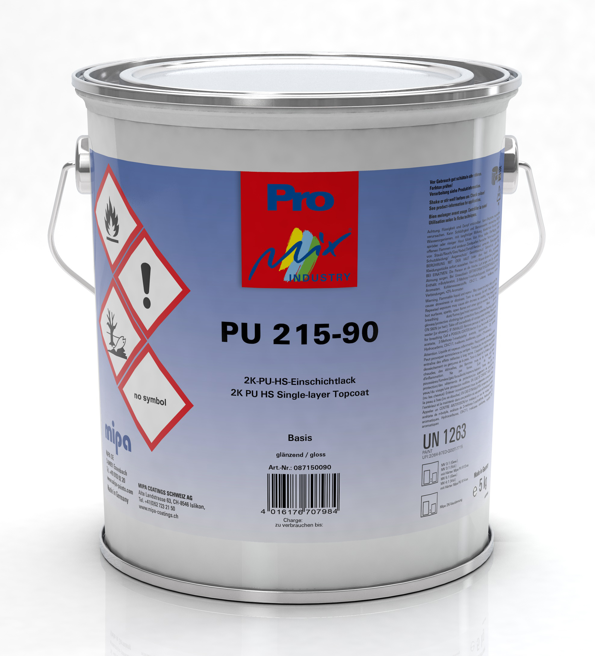 Mipa PU 215-90 2K-PU-HS-Einschichtlack hochglänzend 5 kg, 3-in-1, Grundierung, Rostschutz & Decklack Mipa PU 215-90 2K-PU-HS-Einschichtlack hochglänzend 5 kg, 3-in-1, Grundierung, Rostschutz & Decklack
