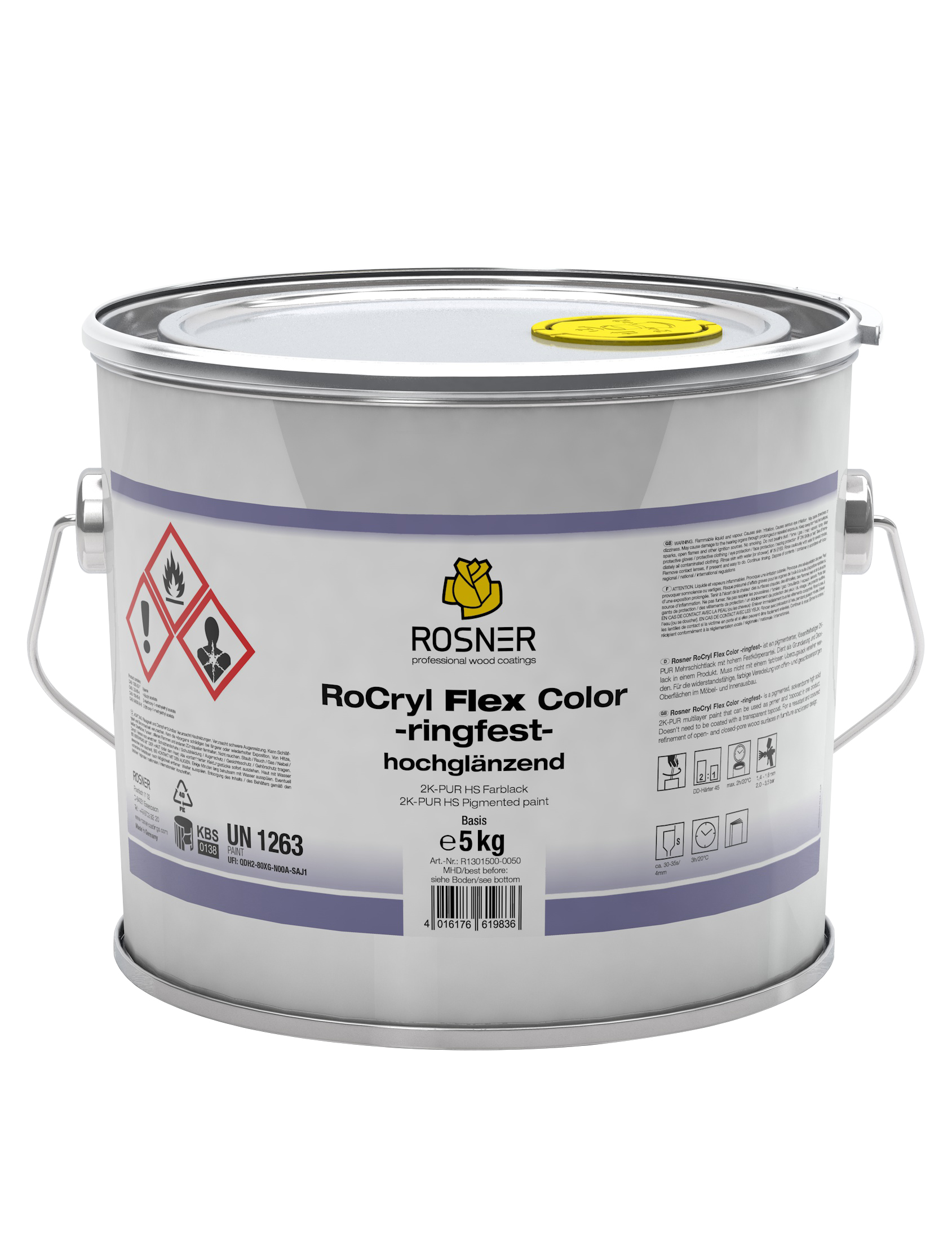 Rosner RoCryl Flex Color ringfest hochglänzend 5 kg - RAL Farbtöne nach Farbgruppe 1