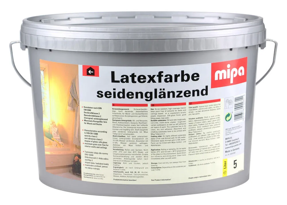Mipa Latexfarbe seidenglänzend 5 Liter Mipa Latexfarbe seidenglänzend 5 Liter
