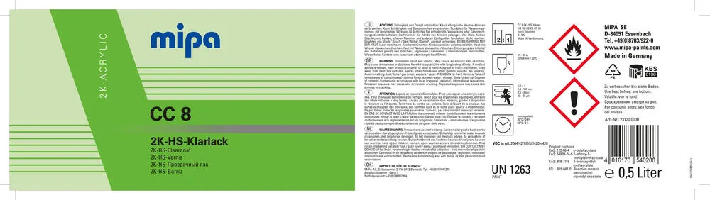 Mipa 2K-HS-Klarlack CC 8 hochglanz Mipa 2K-HS-Klarlack CC 8 hochglanz