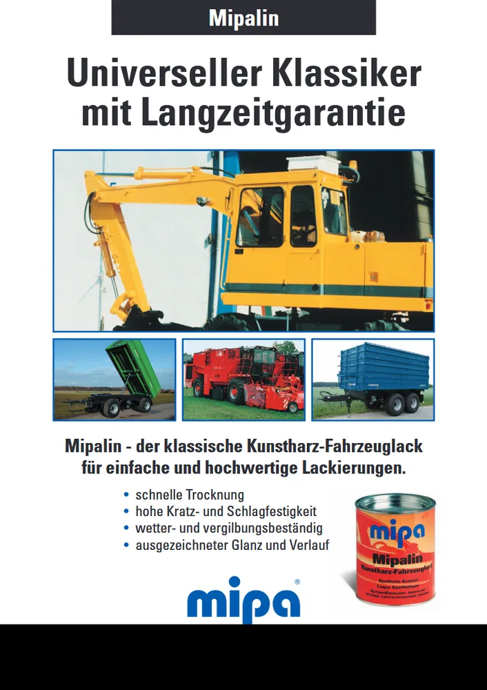 Mipa Mipalin Kunstharzlack Fahrzeuglack - RAL Farbtöne Mipa Mipalin Kunstharzlack Fahrzeuglack - RAL Farbtöne