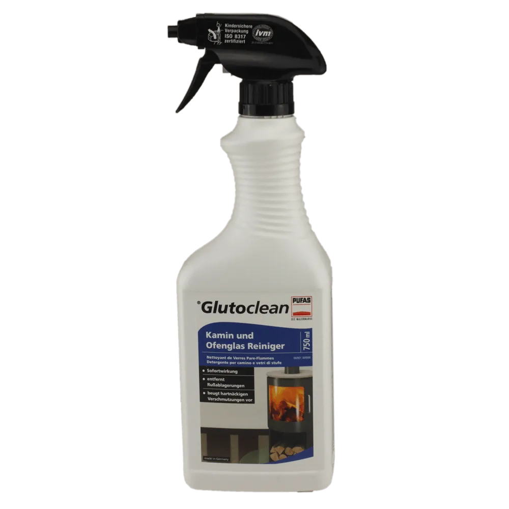 Glutoclean Kamin und Ofenglas Reiniger Spray 750 ml Anwendungsfertig Ruß Fett