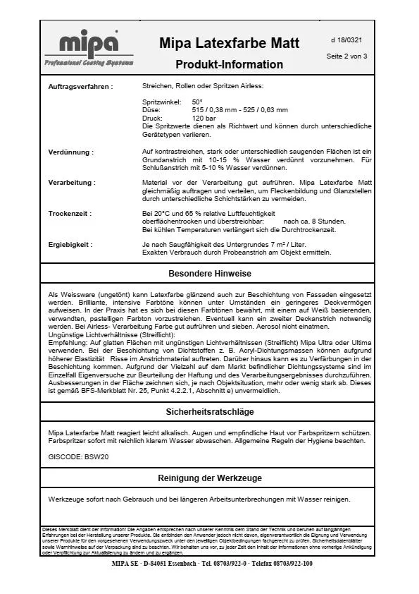Mipa Latexfarbe matt 5 Liter