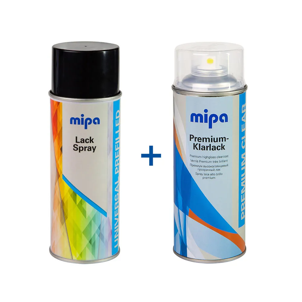 Autolack Spraydosen-Set für VOLVO Farben + Mipa 1K-Premium Klarlack Spray, hochglänzend, je 400 ml  Autolack Spraydosen-Set für VOLVO Farben + Mipa 1K-Premium Klarlack Spray, hochglänzend, je 400 ml