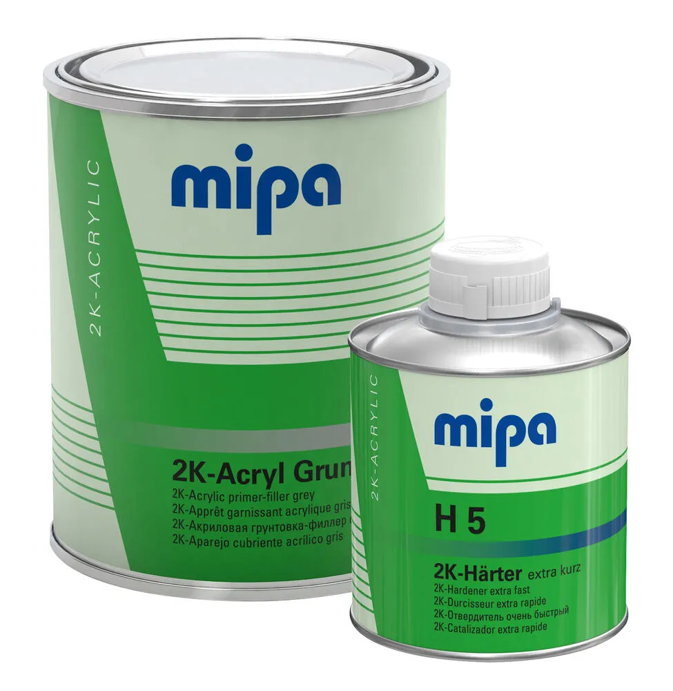 Mipa 2K-Acryl-Grundierfiller grau 10:1, inkl. Härter, 1Kg Set Mipa 2K-Acryl-Grundierfiller grau 10:1, inkl. Härter, 1Kg Set