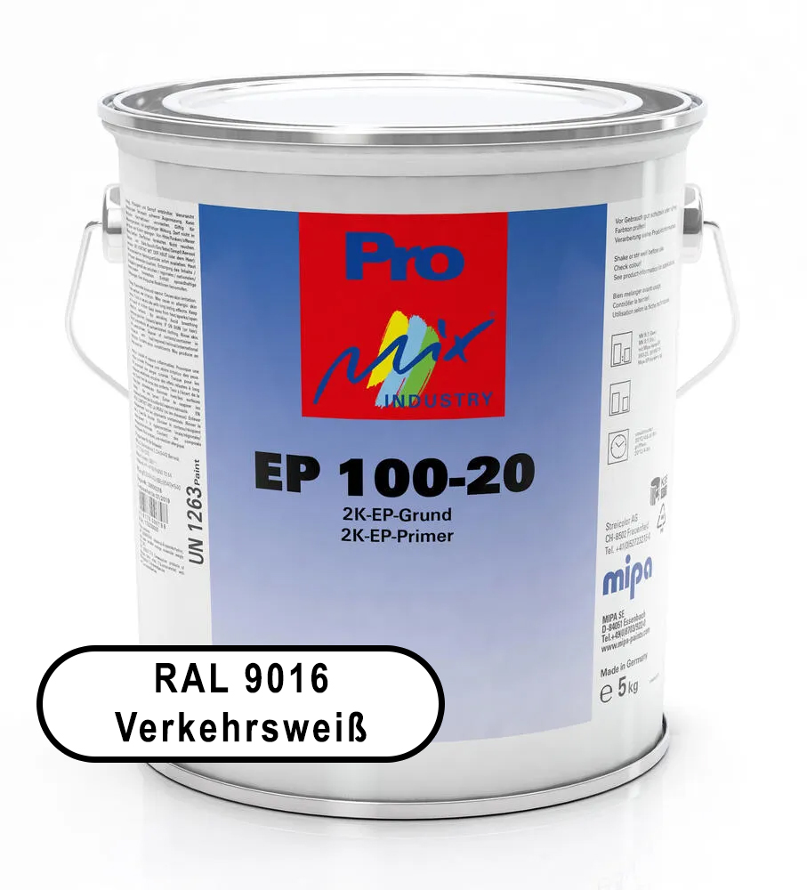 Mipa 2K EP Grundierung EP 100-20, RAL 9016 Verkehrsweiß, 5 Kg