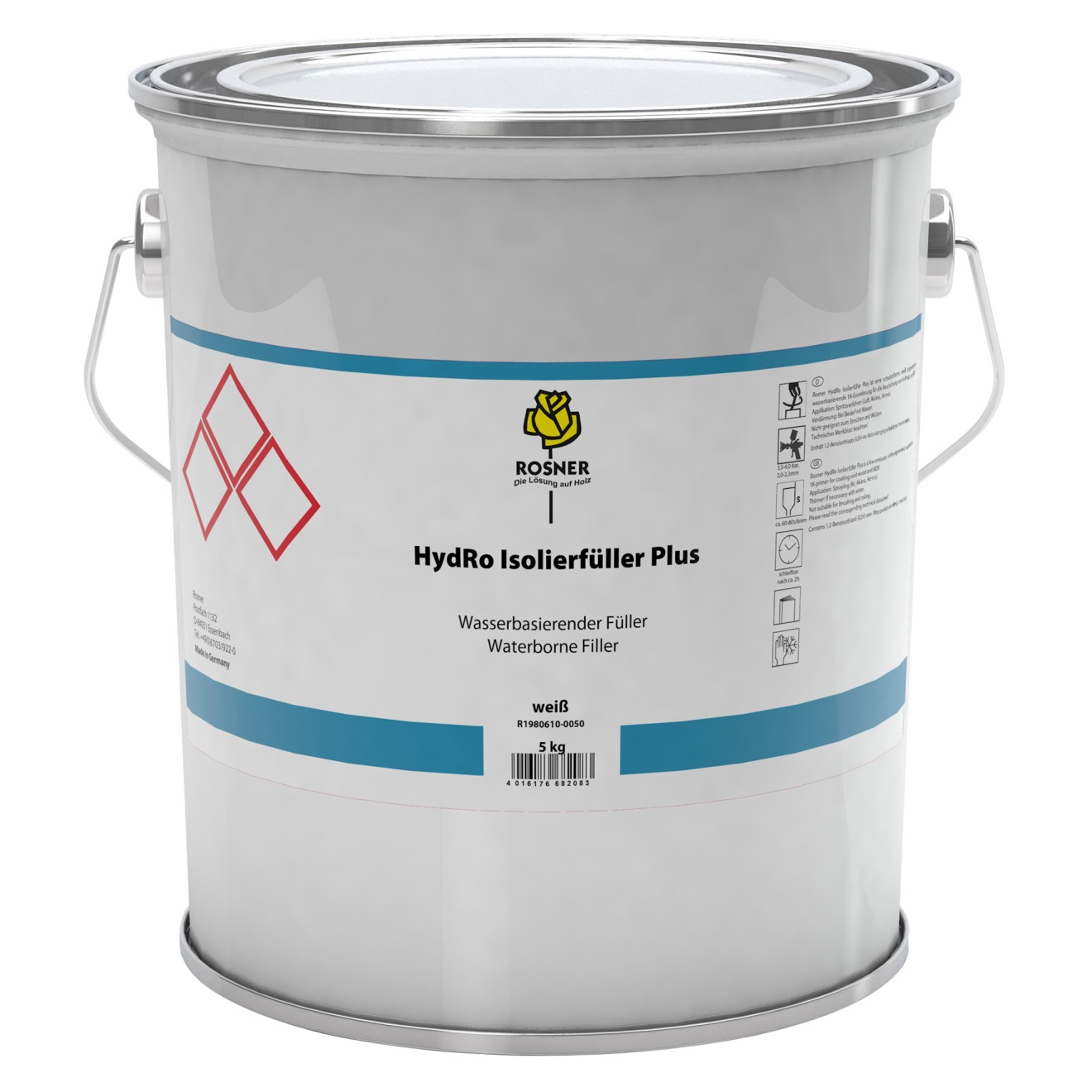 Rosner HydRo Isolierfüller Plus weiß,Pigmentierter, wasserbasierender 1K-Füller,5 Liter Rosner HydRo Isolierfüller Plus weiß,Pigmentierter, wasserbasierender 1K-Füller,5 Liter