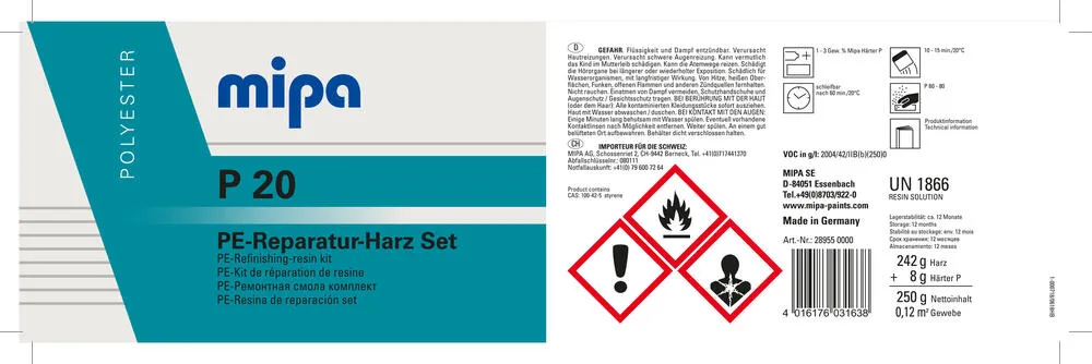 Mipa P 20 Reparatur-Set (styrolreduiert) 250g Mipa P 20 Reparatur-Set (styrolreduiert) 250g