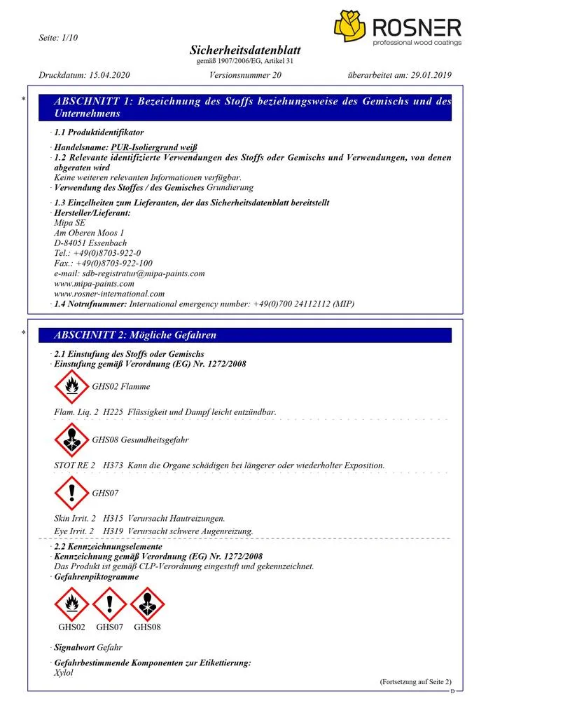 Rosner PUR Isoliergrund weiss