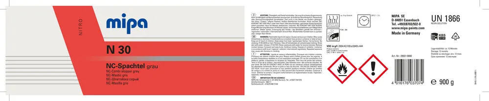 Mipa N 30 Nitrokombi-Spachtel 1K Feinspachtel 250g Tube grau-grün Autospachtel Mipa N 30 Nitrokombi-Spachtel 1K Feinspachtel 250g Tube grau-grün Autospachtel