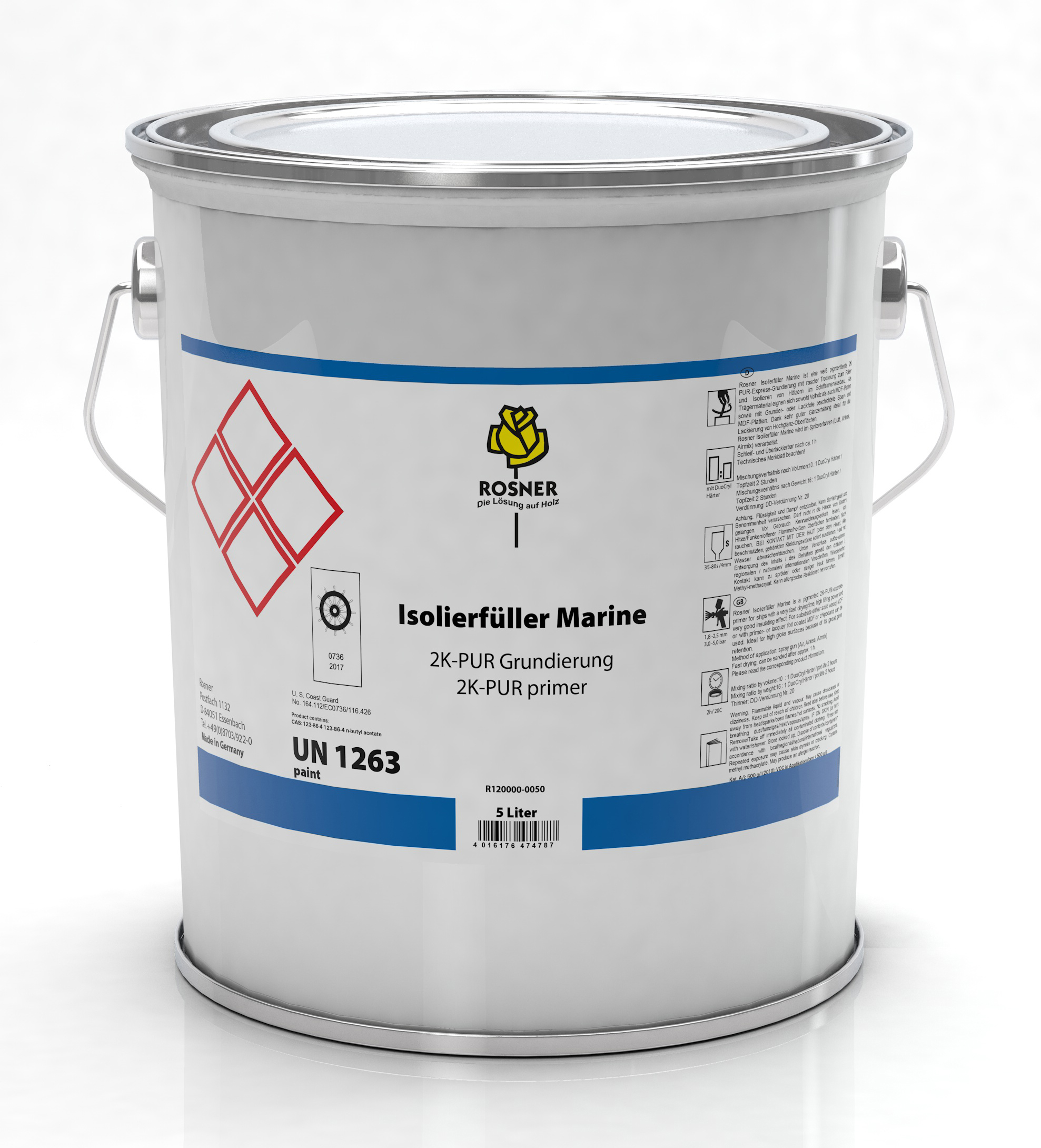 Rosner Isolierfüller Marine weiß, 2K-PUR Express Füller,zum Füllen&Isolieren, 5 Liter Rosner Isolierfüller Marine weiß, 2K-PUR Express Füller,zum Füllen&Isolieren, 5 Liter