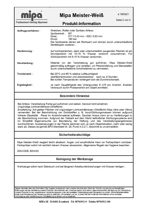 Mipa Meister-Weiss - 15 Liter