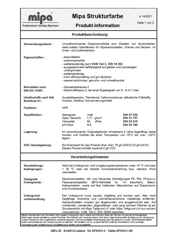 Mipa Strukturfarbe - 10 Liter