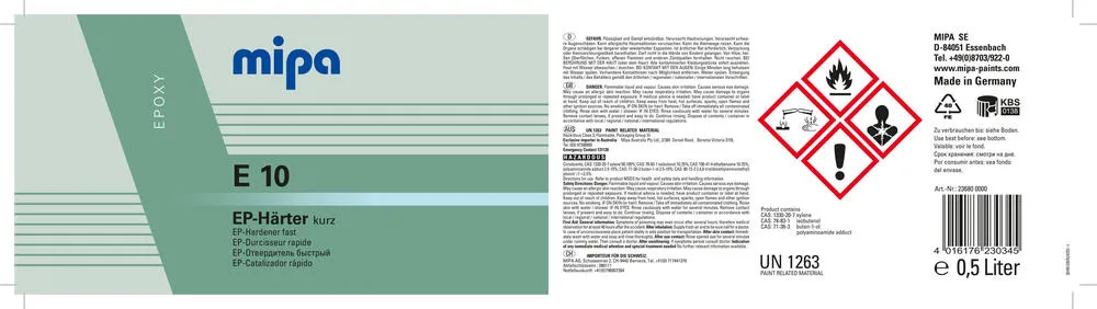 Mipa EP Härter E 10 kurz Mipa EP Härter E 10 kurz