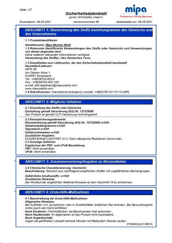 Mipa Meister-Weiss - 15 Liter Mipa Meister-Weiss - 15 Liter