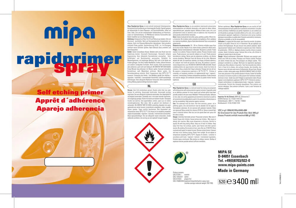 Mipa Rapidprimer-Spray rotbraun 400 ml