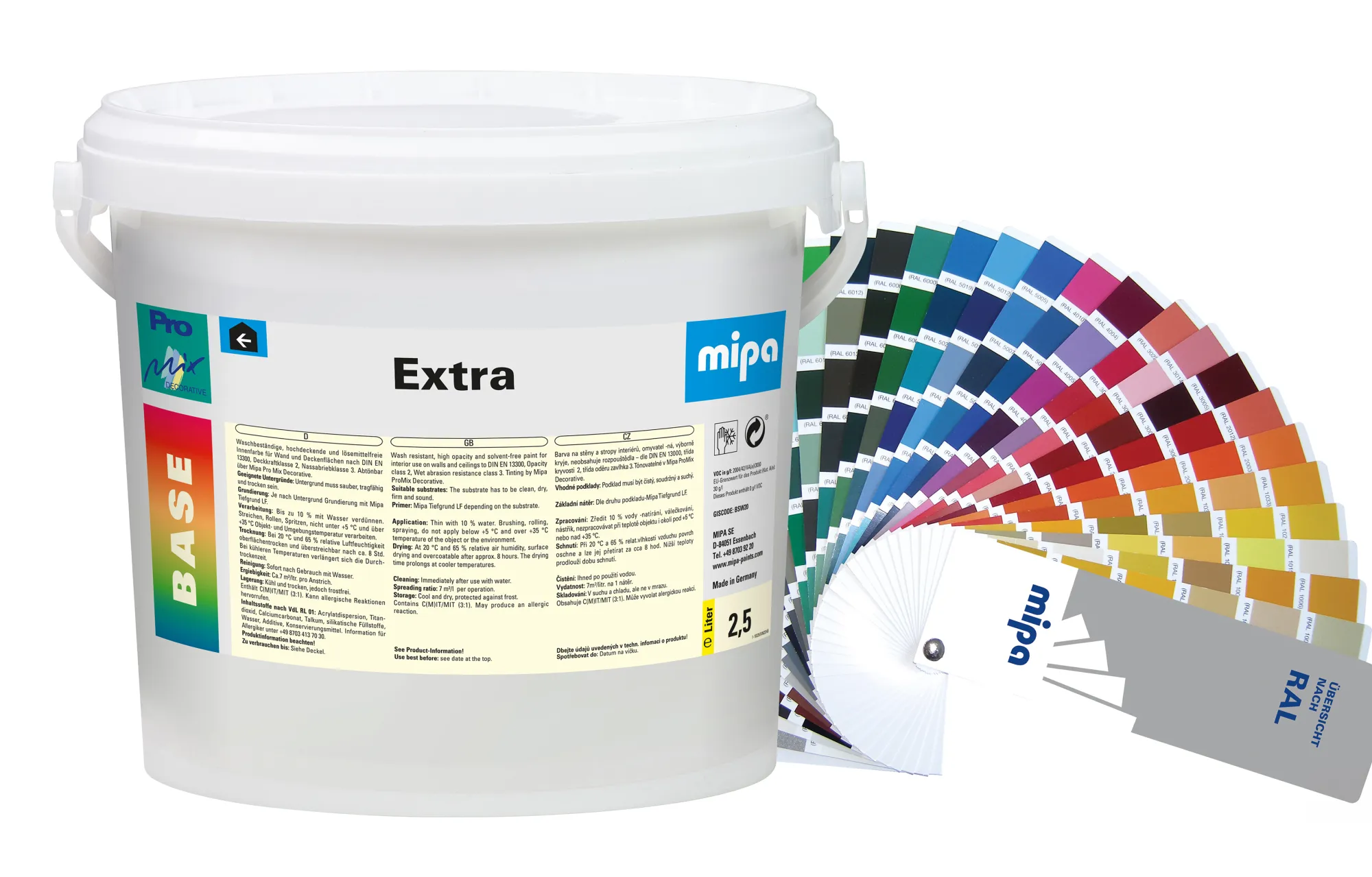 Mipa Extra RAL Innenwandfarbe, Wand- und Deckenfarbe, nach Farbwunsch, 2,5 Liter Mipa Extra RAL Innenwandfarbe, Wand- und Deckenfarbe, nach Farbwunsch, 2,5 Liter