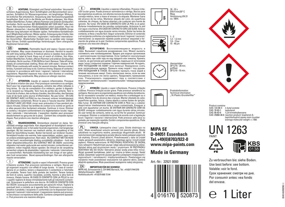 Mipa 1K-Plastic-Grundierfiller