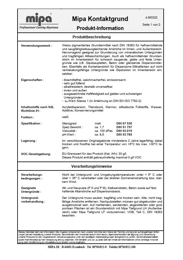 Mipa Kontaktgrund - 5 Liter Mipa Kontaktgrund - 5 Liter