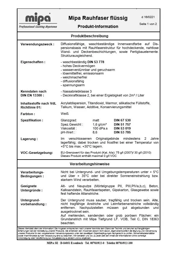 Mipa Raufaser flüssig - 10 Liter Mipa Raufaser flüssig - 10 Liter