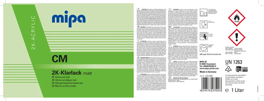 Mipa 2K-Klarlack matt CM Mipa 2K-Klarlack matt CM