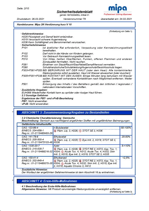 Mipa 2K-Verdünnung V 10 - 0,5 Liter Mipa 2K-Verdünnung V 10 - 0,5 Liter