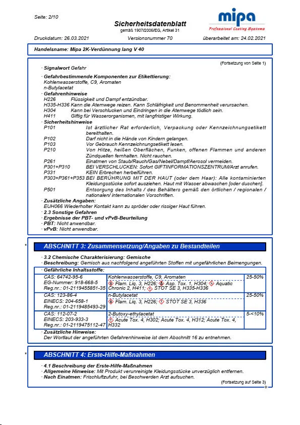 Mipa 2K-Verdünnung lang V 40 - 1 Liter Mipa 2K-Verdünnung lang V 40 - 1 Liter