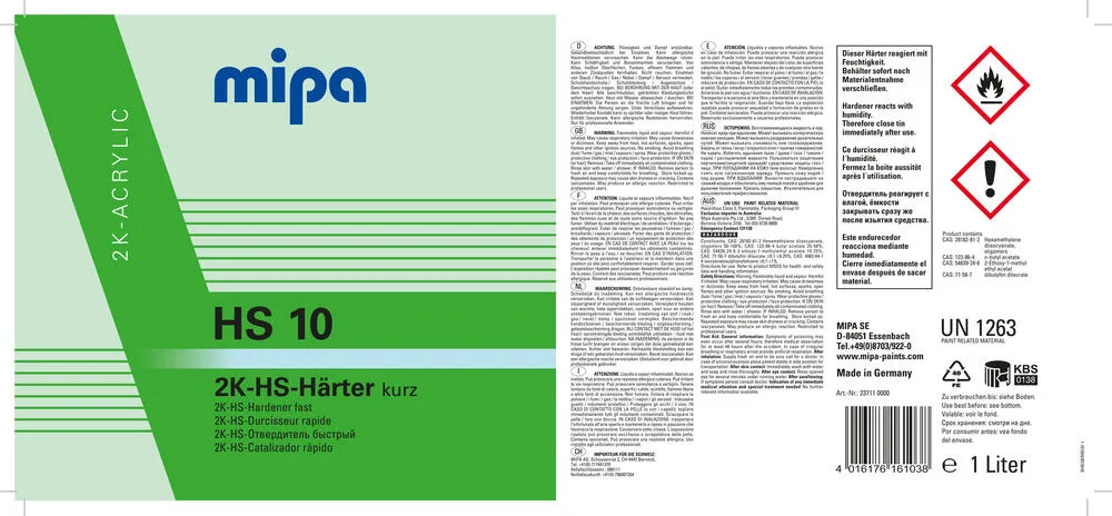 Mipa 2K-HS-Härter HS 10 Mipa 2K-HS-Härter HS 10