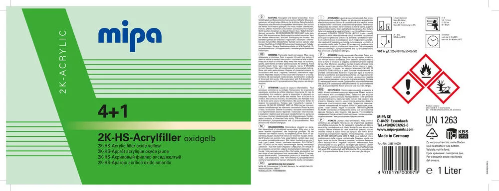 Mipa 4+1 Acrylfiller HS Füller Dickschichtfüller Autolack Mipa 4+1 Acrylfiller HS Füller Dickschichtfüller Autolack