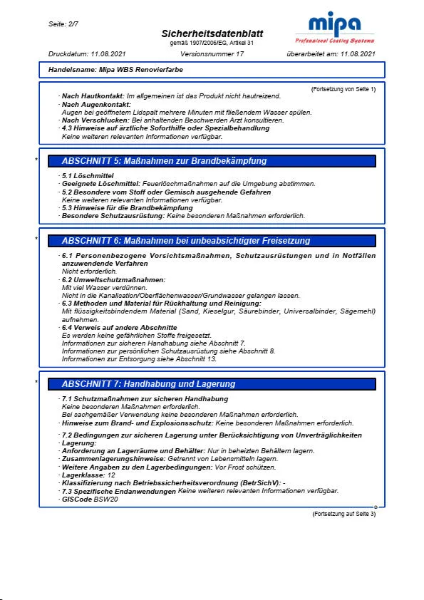 Mipa WBS Renovierfarbe - 10 Liter Mipa WBS Renovierfarbe - 10 Liter