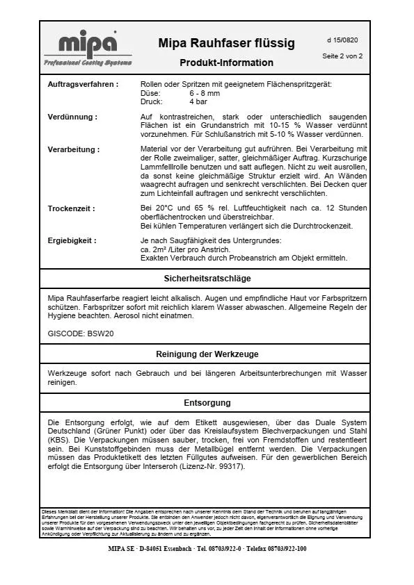 Mipa Raufaser flüssig - 10 Liter Mipa Raufaser flüssig - 10 Liter