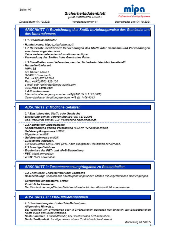 Mipa Latexfarbe matt 5 Liter