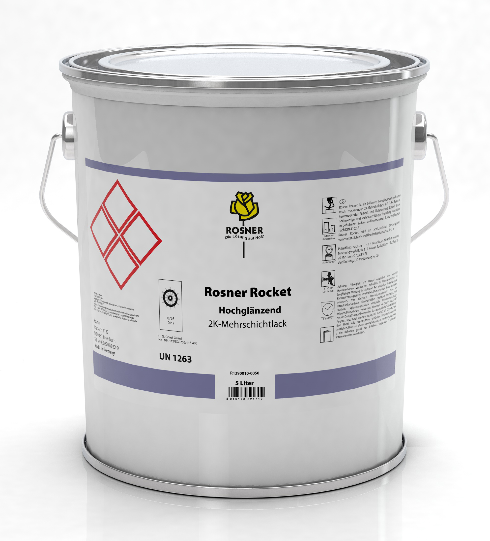 Rosner Rocket Klarlack hochglänzend,Revolutionärer 2K-Mehrschichtlack,für hochwertige Veredelungen von Hölzern