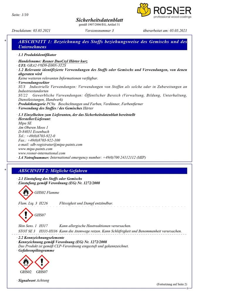 Rosner DuoCryl Härter - kurz Rosner DuoCryl Härter - kurz