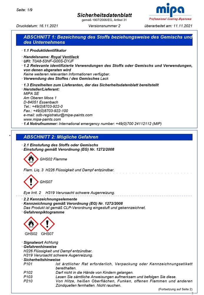Royal Ventilack Kunstharzlack Fenster Holzlack Decklack Aromatenfrei weiß Royal Ventilack Kunstharzlack Fenster Holzlack Decklack Aromatenfrei weiß