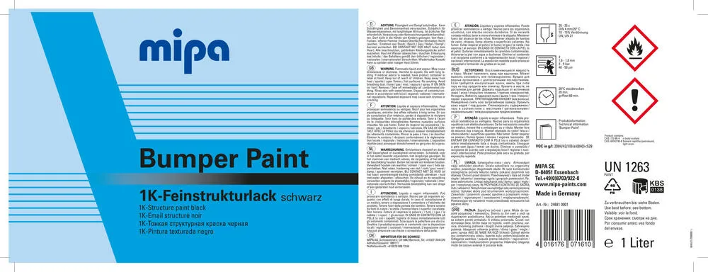 Mipa Bumper Paint schwarz - 1 Liter Mipa Bumper Paint schwarz - 1 Liter