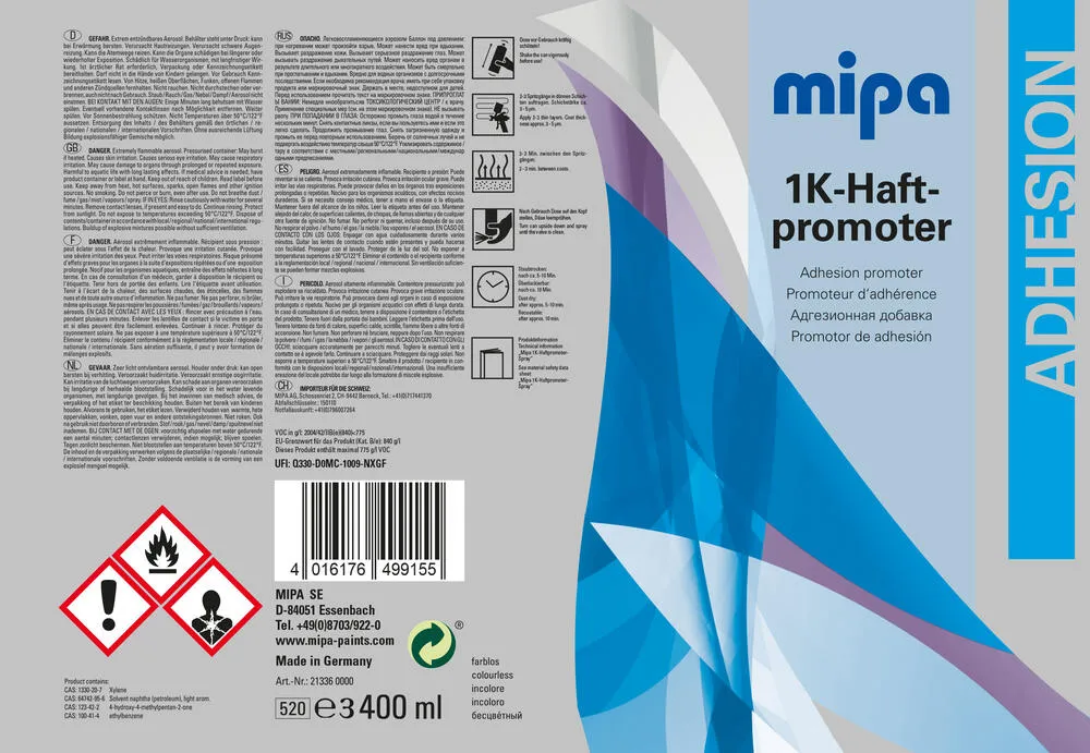 Mipa 1K Haftpromoter Spray farblos 400 ml Mipa 1K Haftpromoter Spray farblos 400 ml