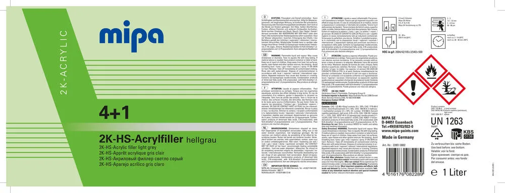 Mipa 4+1 Acrylfiller HS Füller Dickschichtfüller Autolack Mipa 4+1 Acrylfiller HS Füller Dickschichtfüller Autolack