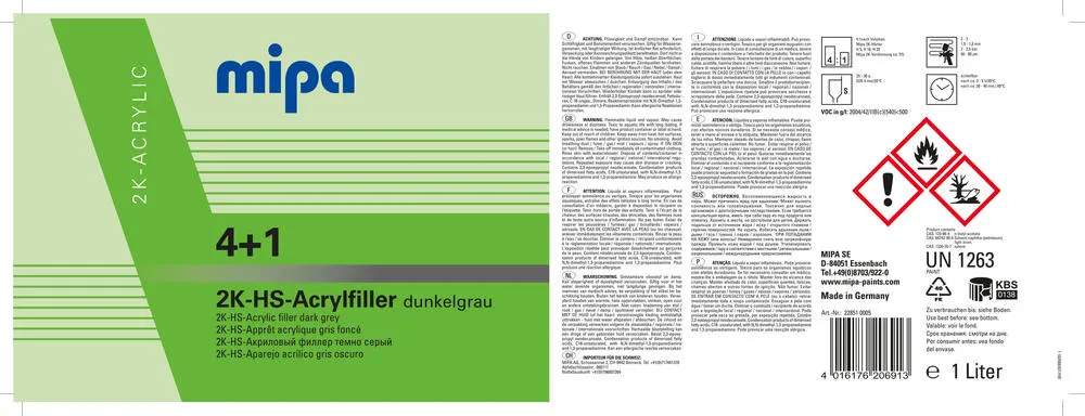 Mipa 4+1 Acrylfiller HS Füller Dickschichtfüller Autolack Mipa 4+1 Acrylfiller HS Füller Dickschichtfüller Autolack