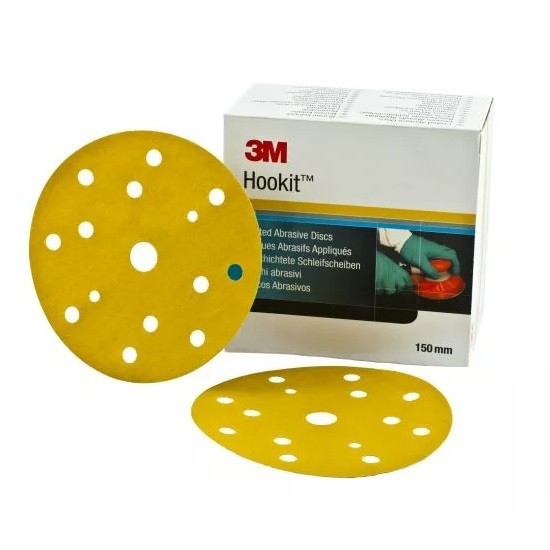 3M™ Hookit™ Gold Schleifscheibe 255P, 150 mm, 15-fach gelocht, P80, 50443